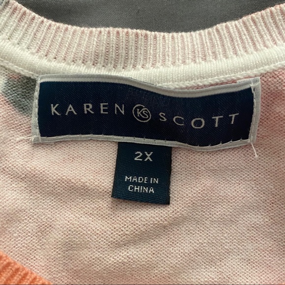 Karen Scott Button Down Cardigan Floral Pink Coral - Picture 9 of 9